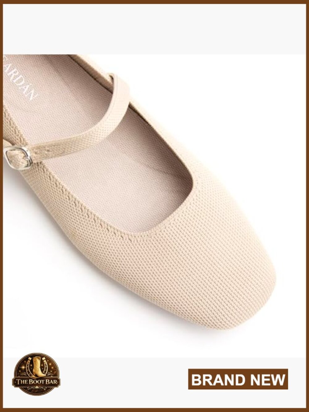 Square Toe Knit Ballet Flats Adjustable Ankle Strap Slip On Shoes - Picture 3 of 7